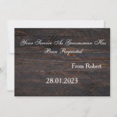 食べ飲み物とスーツアップ金ゴールドが私のベストマンになる 招待状 (裏面)