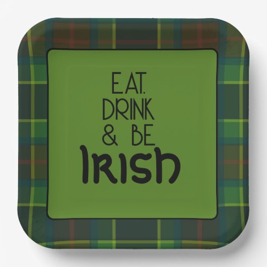 食べ飲み物とビーアイリッシュ紙プレート ペーパープレート (正面)