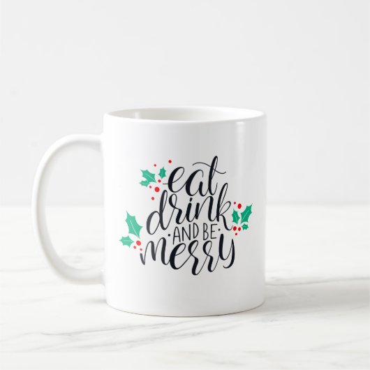 食べ飲み物とビーメリーデザイン コーヒーマグカップ (左)