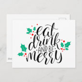 食べ飲み物とビーメリーデザイン ポストカード (正面/裏面)