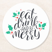 食べ飲み物とビーメリーデザイン ラウンドペーパーコースター (正面)