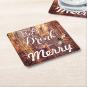 食べ飲み物とビーメリービー スクエアペーパーコースター (アングル)