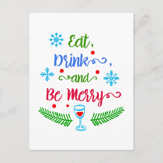 食べ飲み物とビーメリー、クリスマス・ホリデー、ZSSPG シーズンポストカード (正面)