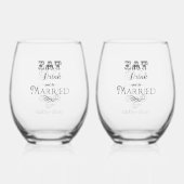 食べ飲み物とビー結婚したタイポグラフィ ステムなしワイングラス (正面)