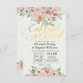 食べ飲み物とビー結婚したフローラ結婚式招待状 招待状 (正面/裏面)