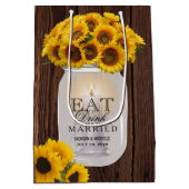 食べ飲み物とビー結婚した- Country Sunflowers ミディアムペーパーバッグ (裏面)