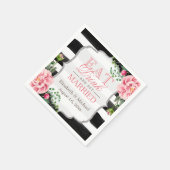 食べ飲み物とピンク結婚したのフローラを手に入れるストライプ スタンダードカクテルナプキン (角)