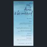 食べ飲み物とベー結婚したブルーの水結婚色 メニュー<br><div class="desc">このメニューは、結婚式の日にゲストにサービスを提供することを特徴づける完璧な方法である。青い水色の背景を備え、あなたのテーマとネイビーブルー文字に一致。</div>