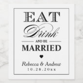 食べ飲み物とベ結婚したタイポグラフィ結婚ズ ワインラベル (シングルラベル)