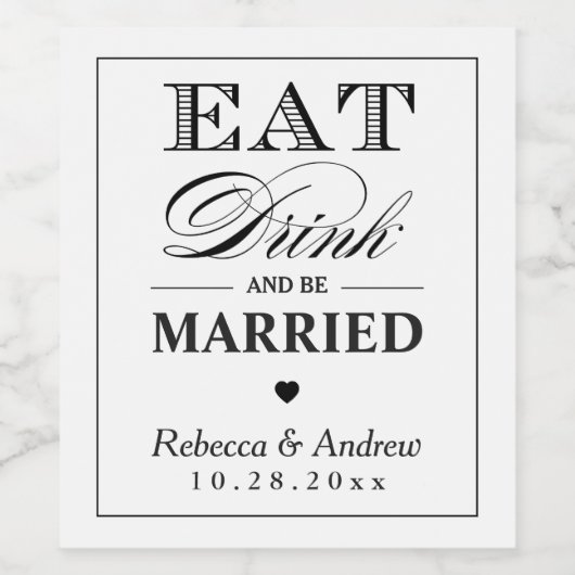 食べ飲み物とベ結婚したタイポグラフィ結婚ズ ワインラベル (シングルラベル)