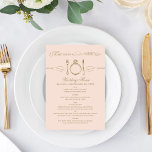 食べ飲み物とベ結婚した赤面金ゴールド結婚ズ メニュー<br><div class="desc">ドリンクとベ食べー結婚したテーマのディナー結婚赤面カードとヴィンテージシックなピンク（ピーチピンク）とアンティーク金ゴールドの配色。日付とメニュ結婚ーの用語詳細でパーソナライズ。</div>