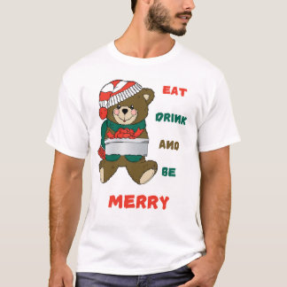 食べ飲み物とメリー食べ物 – Cute Bear Christmas Tee Tシャツ