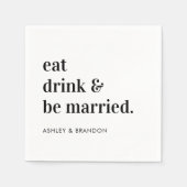 食べ飲み物と婚礼結婚した式 スタンダードカクテルナプキン (正面)