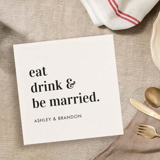 食べ飲み物と婚礼結婚した式 スタンダードカクテルナプキン
