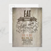 食べ飲み物と日付結婚したポストカードの保存 案内ポストカード (正面/裏面)