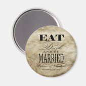 食べ飲み物と結婚したなる – 日付を保存 マグネット (正面/裏面)