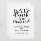 食べ飲み物と結婚式結婚したの日を保存 招待状 (正面/裏面)