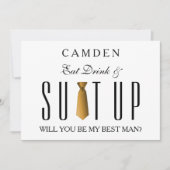 食べ飲み物と金ゴールドは私のベストマンになる 招待状 (正面)