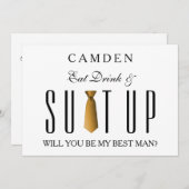 食べ飲み物と金ゴールドは私のベストマンになる 招待状 (正面/裏面)