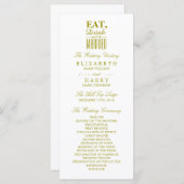 食べ飲み物と金ゴールド結婚した結婚式 プログラム (正面/裏面)