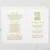 食べ飲み物と金ゴールド結婚した結婚式 プログラム (正面/裏面)