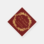 食べ飲み物とBe結婚した Vintage Wedding Napkins スタンダードカクテルナプキン (角)