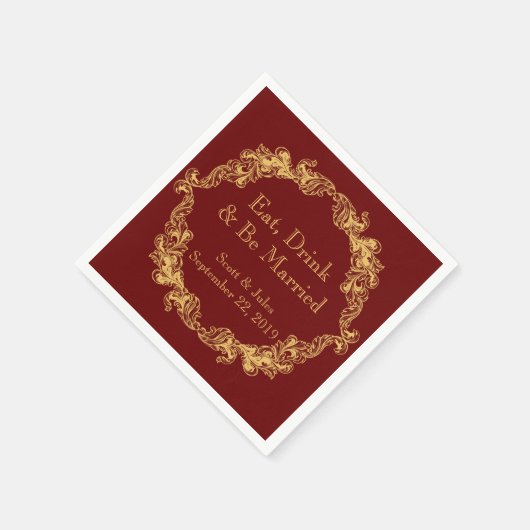 食べ飲み物とBe結婚した Vintage Wedding Napkins スタンダードカクテルナプキン (角)