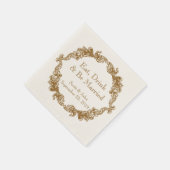 食べ飲み物とBe結婚した Vintage Wedding Napkins スタンダードカクテルナプキン (角)