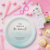 食べ飲み物はダスティ結婚したブルーの結婚式パーティー ペーパープレート (パーティー)