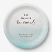 食べ飲み物はダスティ結婚したブルーの結婚式パーティー ペーパープレート (正面)