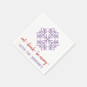 食べ飲み物は紫メリー赤白の雪片 スタンダードカクテルナプキン (角)