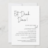 食べ飲み物や踊り結婚の飛び出しお祝い 招待状 (正面)