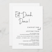 食べ飲み物や踊り結婚の飛び出しお祝い 招待状 (正面/裏面)
