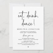 食べ飲み物や踊り結婚の駆け落ちディナーパーティー 招待状 (正面)