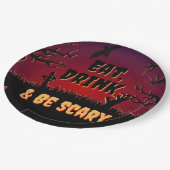 食べ飲み物を飲んで怖いハロウィーン ペーパープレート (アングル)