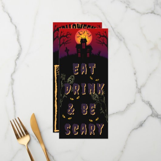 食べ飲み物を飲んで怖いハロウィーン メニュー (正面/裏面インサイチュ)