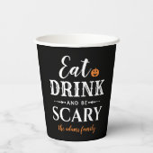 食べ飲み物を飲んで怖いモダンタイポグラフィハロウィーン 紙コップ (裏面)