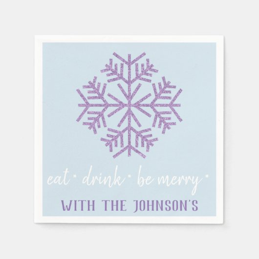 食べ飲み物メリー紫の白い雪 スタンダードカクテルナプキン (正面)