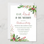 食べ飲み物&ビーメリー | クリスマスパーティの招待状 マグネット招待状 (正面)