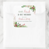 食べ飲み物&ビーメリー |ホリー・クリスマス・パーティー スクエアシール (バッグ)