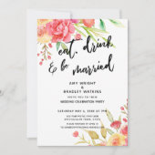 食べ飲み物&ビー結婚したフラワーウェディングレセプション 招待状 (正面)