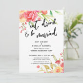 食べ飲み物&ビー結婚したフラワーウェディングレセプション 招待状 (スタンド正面)