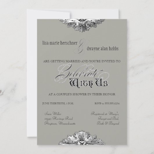 食べ飲み物nカップル結婚したシャワー招待状 招待状 (裏面)