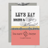 食べ飲み物nカップル結婚したシャワー招待状 招待状 (正面/裏面)