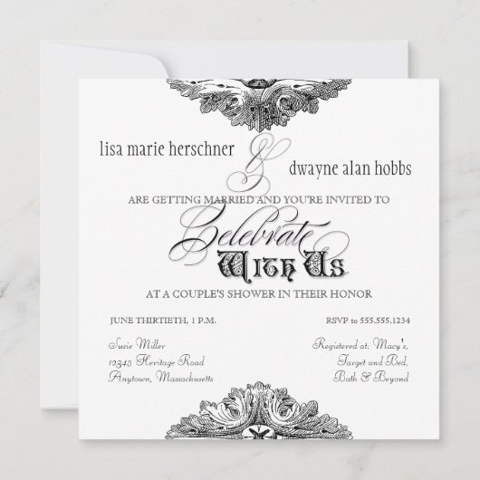 食べ飲み物nカップル結婚したシャワー招待状 招待状 (裏面)