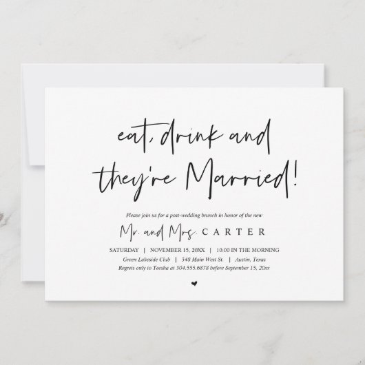 食べ飲み直し結婚て 招待状 (正面)