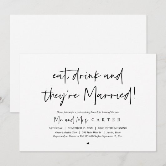 食べ飲み直し結婚て 招待状 (正面/裏面)