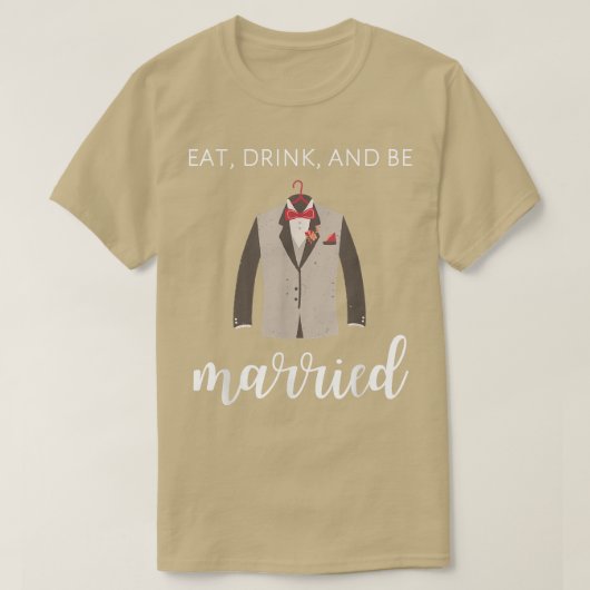 食べ飲み結婚したおもしろいT Tシャツ (デザイン正面)