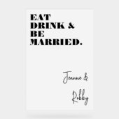 食べ飲み結婚したてはっきりした白結婚酒 アクリルサイン (正面)