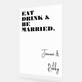 食べ飲み結婚したてはっきりした白結婚酒 アクリルサイン (傾斜)